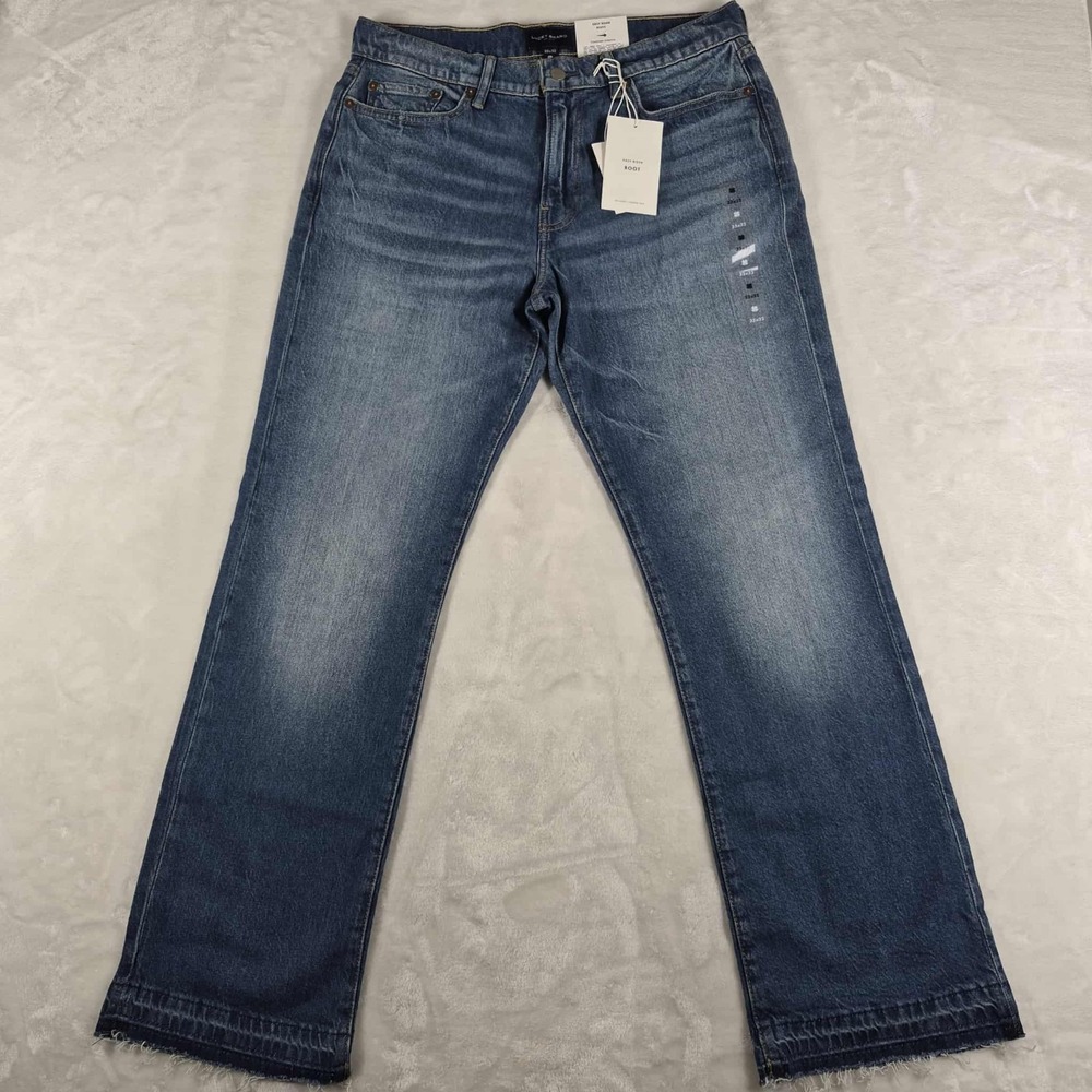 Lucky Brand Easy Rider Boot Jeans Women's 33x32 Blue‎ Denim Raw Hem Stretch NWT